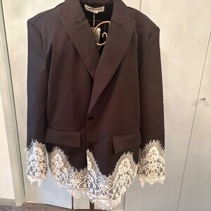 Black Blazer with White Lace